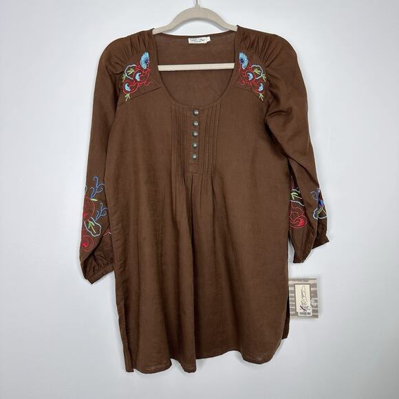 NEW Tasha Polizzi Womens S Linen Giddy Up Jane Salt Lake Shirt Boho Cowgirl - Picture 1 of 6
